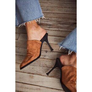 Free People Leila Heeled Mule in Cognac NWT